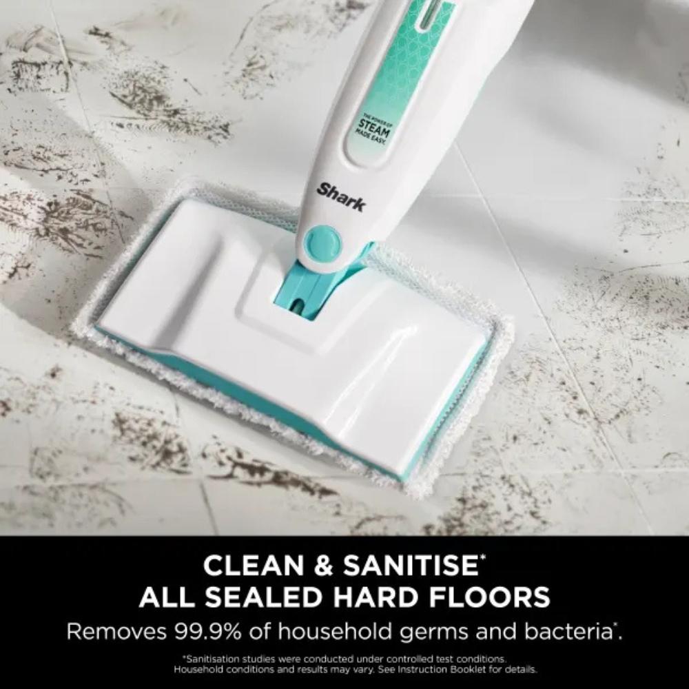 Shark Steam Mop | Green | Lightweight | Manual Pump Action | Machine-washable Pads | 5.5m Cord | Removable Tank