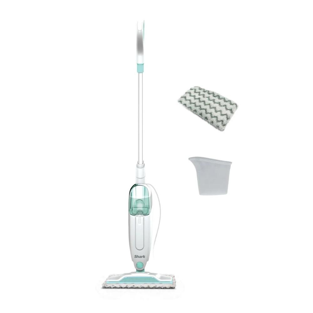 Shark Steam Mop | Green | Lightweight | Manual Pump Action | Machine-washable Pads | 5.5m Cord | Removable Tank