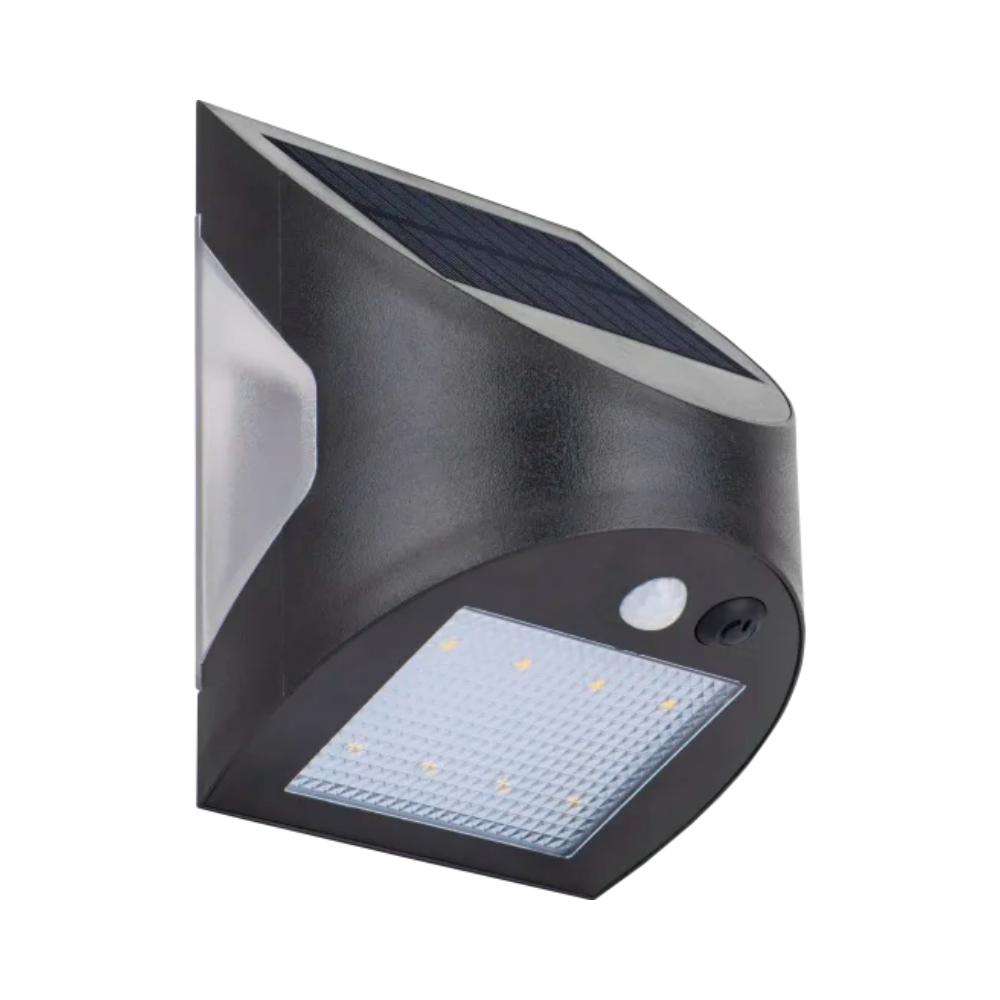 Luceco Prysm 3W Solar Wall Light Black 300 Lumen PIR Motion Sensor USB-C Charging IP54 Rated