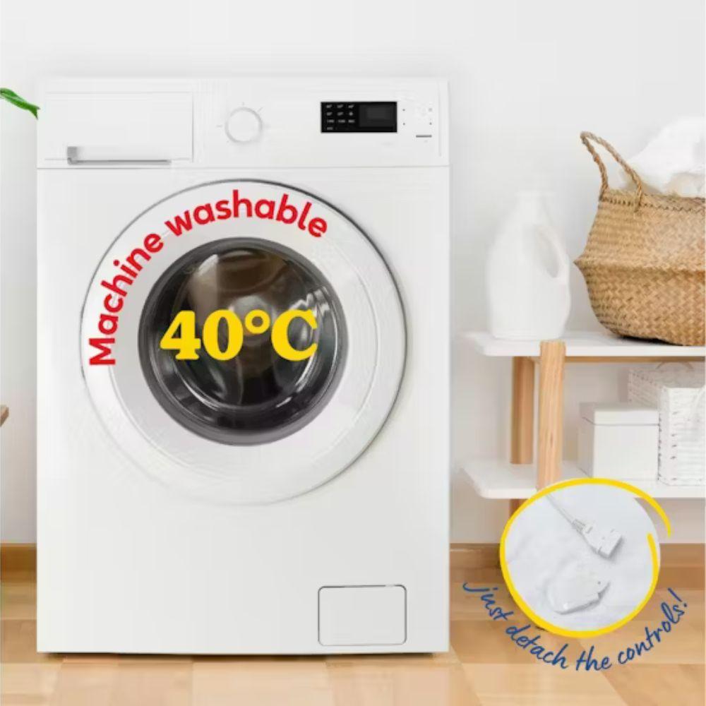 Russell Hobbs Electric Blanket Double Sherpa Fleece RHBDB8004 - Size Double (135 x 190 cm), 6 Heat Settings, 10-Hour Auto Shut-Off, Machine Washable, Overheat Protection, White, Quilted, Two Controllers