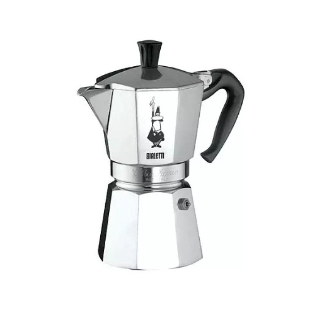 Bialetti Moka Express Coffee Maker 6 Cups Aluminum Silver Black Handle