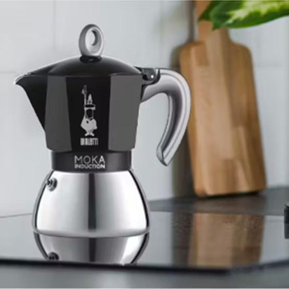 Bialetti Moka Induction 4 Cup Espresso Maker Black Aluminium Steel Induction Compatible
