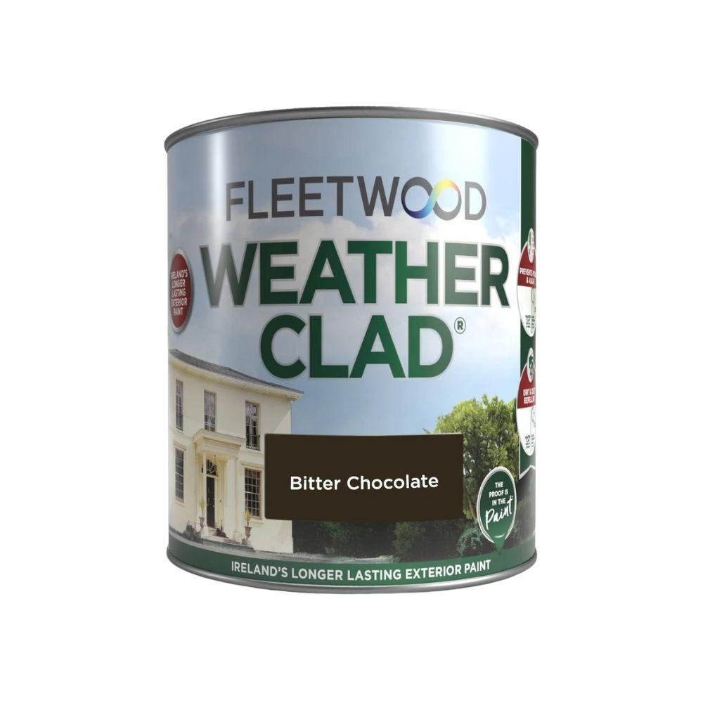 Fleetwood Weather Clad Paint - Bitter Chocolate, Size 1 Ltr, Smooth Acrylic Masonry Finish, Exterior Use