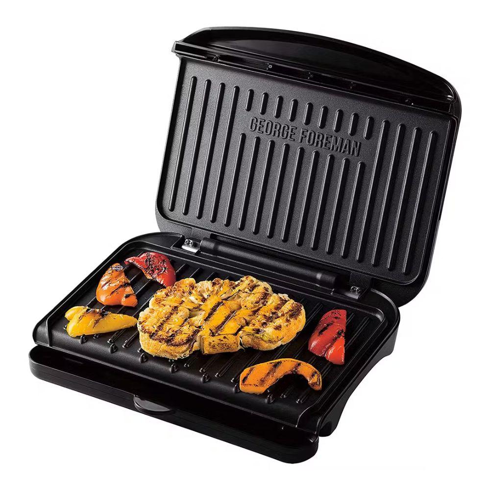 George Foreman Medium Grill | Non-stick plates, Removes up to 42% fat, Space Saving, Faster Heat Up, Clip-in Drip Tray, Floating hinge, Adjustable rear foot