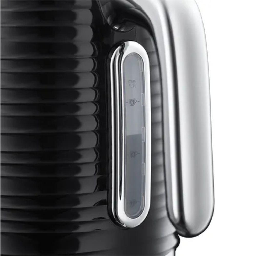 Russell Hobbs Black Kettle 1.7L Rapid Boil, Perfect Pour Spout, Blue Light