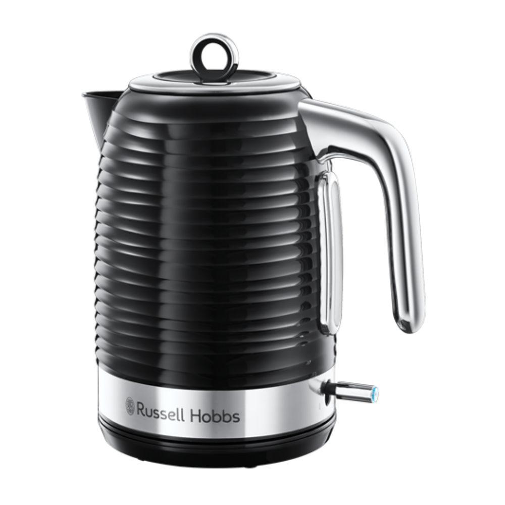 Russell Hobbs Black Kettle 1.7L Rapid Boil, Perfect Pour Spout, Blue Light
