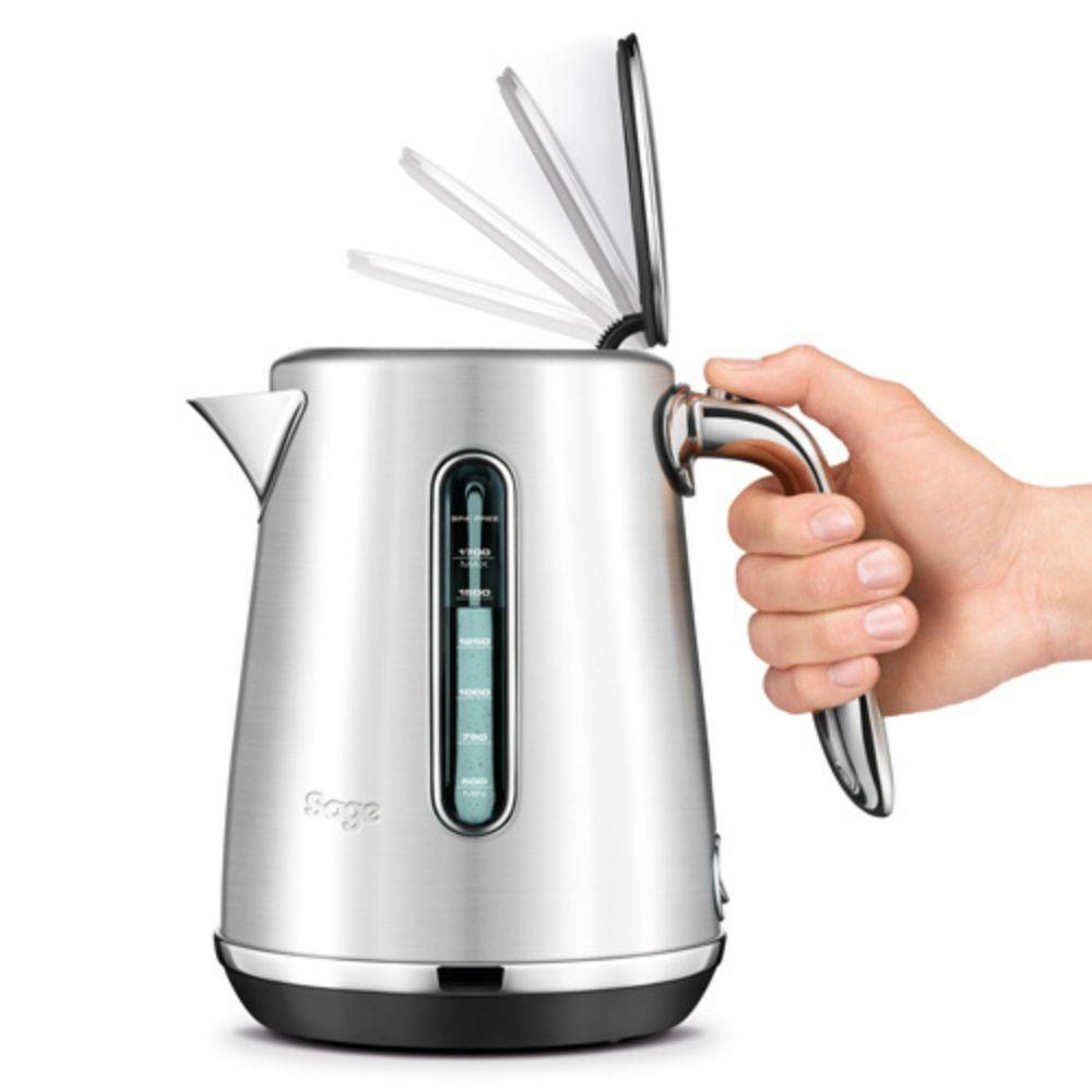 Sage Soft Top Luxe Kettle Black Truffle 1.7L Brushed Stainless Steel Cordless BPA Free with Water Level Indicator, Handle, Spout
