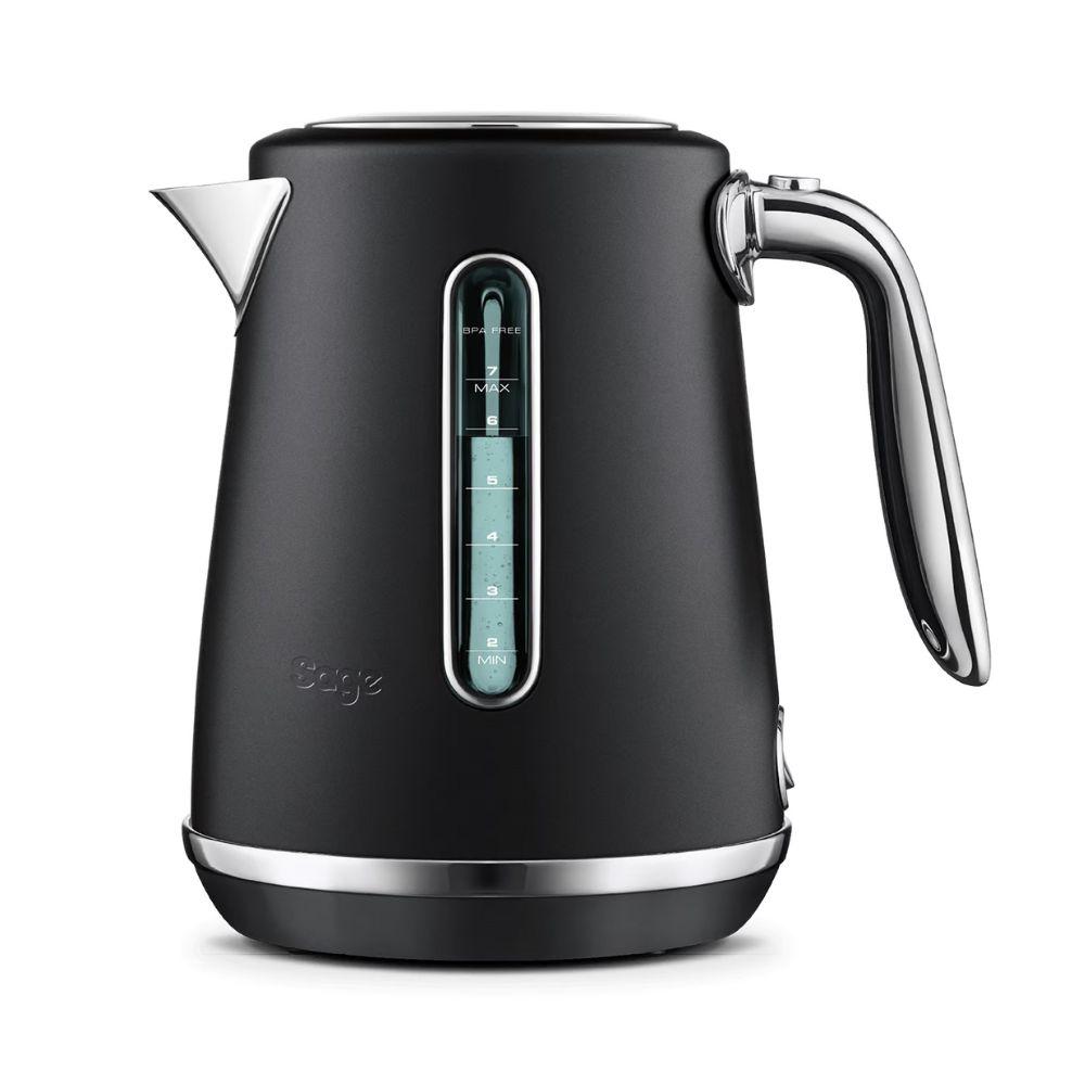 Sage Soft Top Luxe Kettle Black Truffle 1.7L Brushed Stainless Steel Cordless BPA Free with Water Level Indicator, Handle, Spout