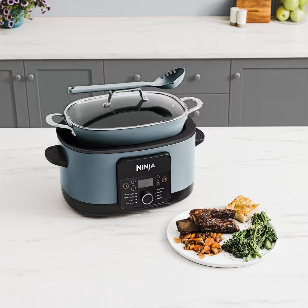 Ninja Foodi PossibleCooker 8-in-1 Multi-Cooker Slow Cooker 8L Sea Salt Grey with Pasta Spoon & Lid - 1200W, Up to 8 Portions, 12 Hr Keep Warm