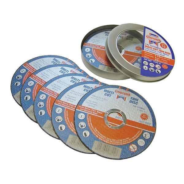 Faithfull 115mm Inox Cut-off Discs for Stainless Steel, 1.2mm Thin, 10 Pack