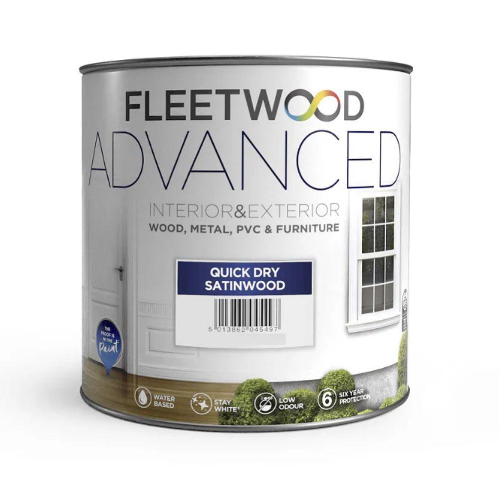 Fleetwood Advanced Quick Dry Satinwood Paint - Brillant White, Size 500ml, Interior & Exterior