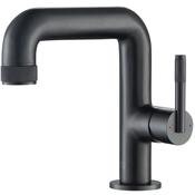 Kyloe Mono Basin Mixer Side Lever Brushed Brass Matt Black image