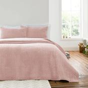Bianca Attica Velvet Embroidered Bedspread - Pink