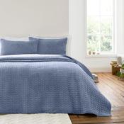 Bianca Attica Velvet Embroidered Bedspread - Blue image