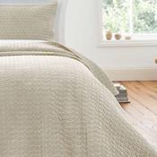 Bianca Attica Velvet Embroidered Bedspread - Natural image
