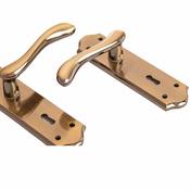 Bari Lever on Lockplate Mahogany Lockset image