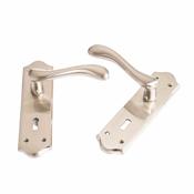 Bari Lever on Lockplate Satin Chrome Lockset
