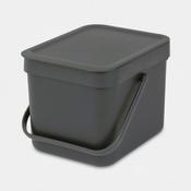 Brabantia Sort &amp; Go Waste Bin 6L Grey