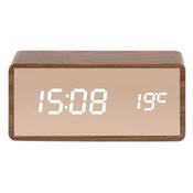 Karlsson Copper Mirror Alarm Clock - Dark Wood image