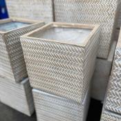 Alex Fiberclay Square Planter Soft Beige