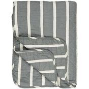 White &amp; Dusty Blue Striped Quilt 