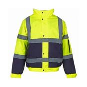 Hi-Vis Reflective 2-Tone Bomber Jacket Yellow/Navy image