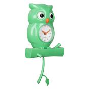 Karlsson Owl Pendulum Wall Clock - Bright Green image
