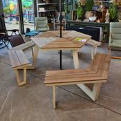 Octagonal Aluminium Garden Picnic Bench | 2.2M | Cream image