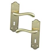 Sonnato Bari Brass Lever on Plate Door Handles | VP450PB image