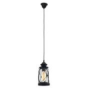 EGLO Bradford Lantern Pendant Light | Black &amp; Clear Glass | 49213 image