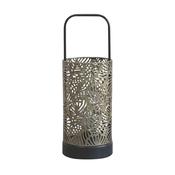 Chic Antique Patterned Lantern with Bulb &amp; Timer | Antique Brass | H33.5cm image
