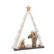 Floral Silk Resin Nativity Scene | Brown / White | 22 cm
