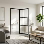 Steel Black Urban Style Internal Door Porto Reeded Glass image
