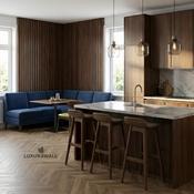 Teak Slat Acoustic Wall Panelling — Black Felt, 2400 x 600mm