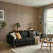 Washed Oak Slat Acoustic Wall Panelling — Black Felt, 2400 x 600mm