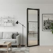 Steel Black Modern Internal Reeded Glass Door Lisbon image