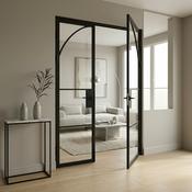 Steel Black Modern Internal Clear Glass Door Paris Arched Top image