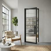 Steel Black Modern Internal Reeded Glass Door Hamburg image