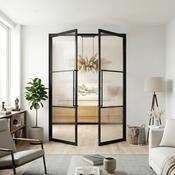 Steel Black Modern Internal Reeded Glass Door Lisbon image
