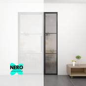 Steel Black Urban Style Modern Internal Reeded Glass Door Lisbon Side Panel Only