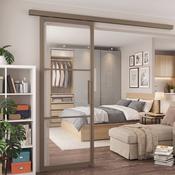 Steel Bronze Modern Internal Clear Glass Sliding Door Vienna - 3 Panel image