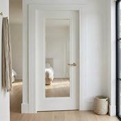 Stepped Moulding White Primed Internal Wooden Door WC21GC Clear Glass image