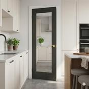 WC15GC Clear Glass Black Brushed Oak Internal Door image