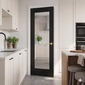 WC15GC Clear Glass Black Brushed Oak Internal Door image