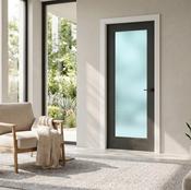 WC15GF Frosted Glass Black Brushed Oak Internal Door image