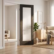 WC15GR Reeded Glass Black Brushed Oak Internal Door image