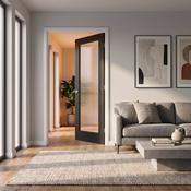 WC15GR Black Shaker Internal Door — Reeded Glass image