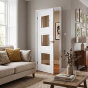 WC16GC 3 Panel Victorian Style Clear Glass White Internal Door
