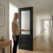 WC35GR Victorian Style Reeded Glass Black Internal Door image