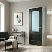WC35GF Frosted Glass Black Internal Door Victorian Style 2 Panel Door image